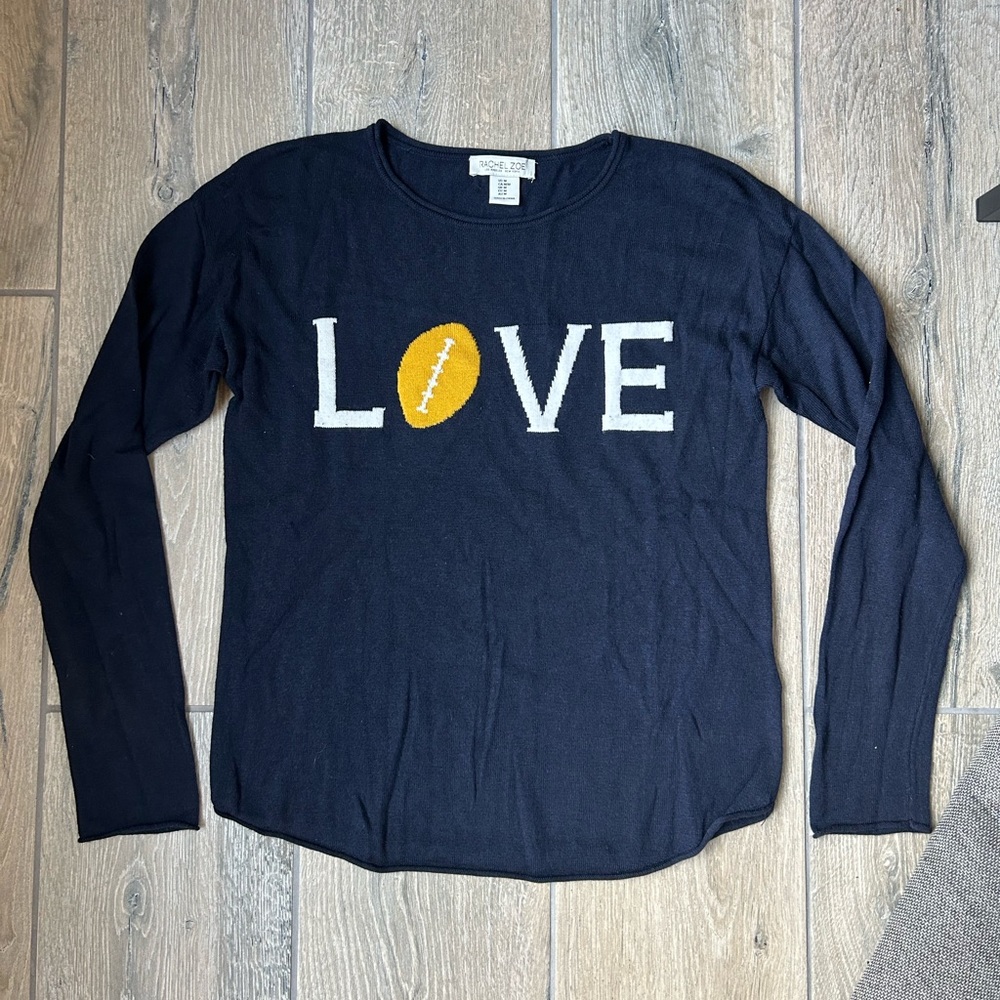 Rachel Zoe Navy Football Love Sweater